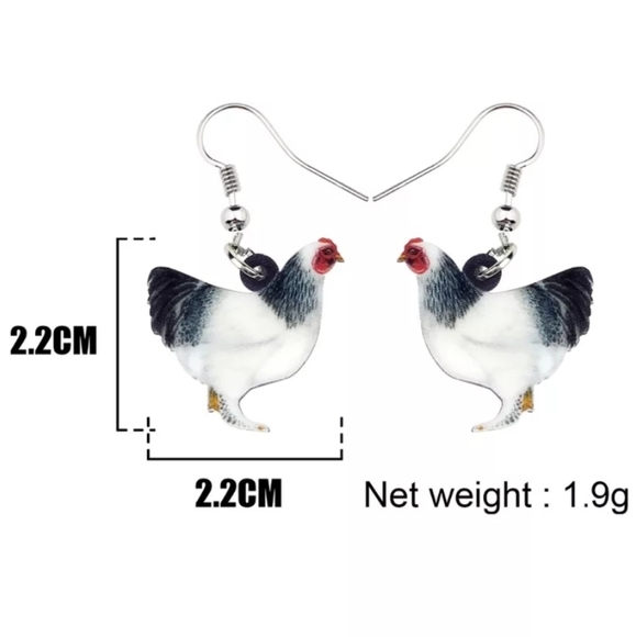 Chicken Earrings. Hen Earrings Bird Farm Ranch 🐔 - Picture 4 of 7